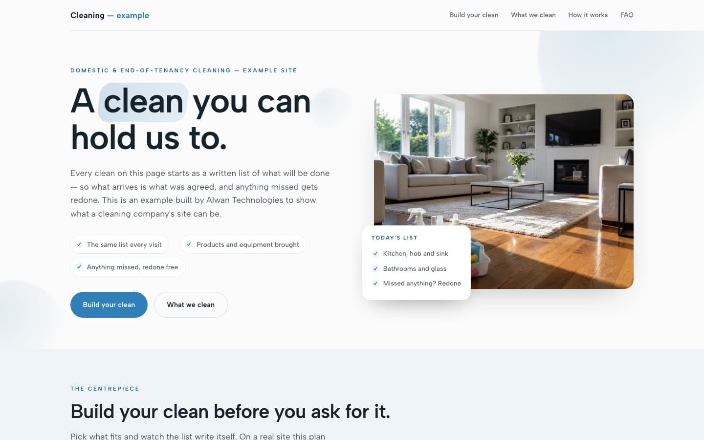 Cleaning example site